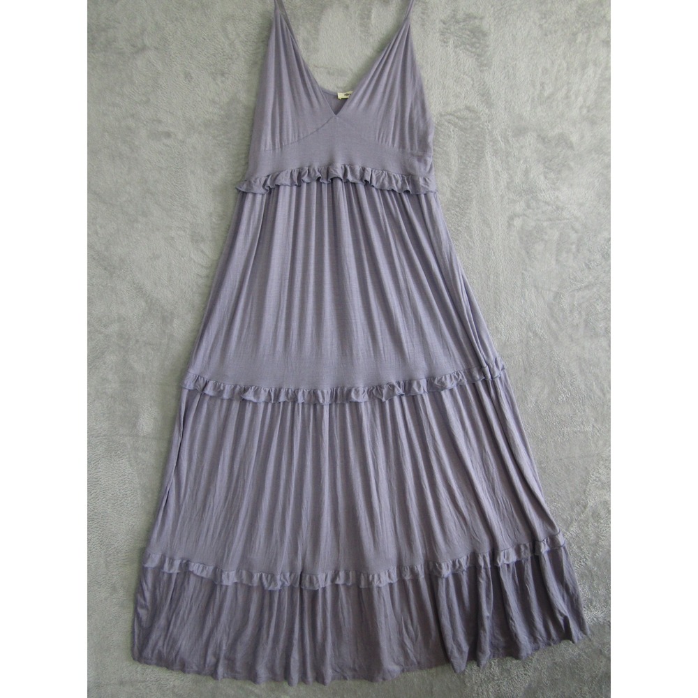 Mikey & Joey Purple Tiered Ruffle Maxi Dress Spaghetti‎ Strap V Neck Size L